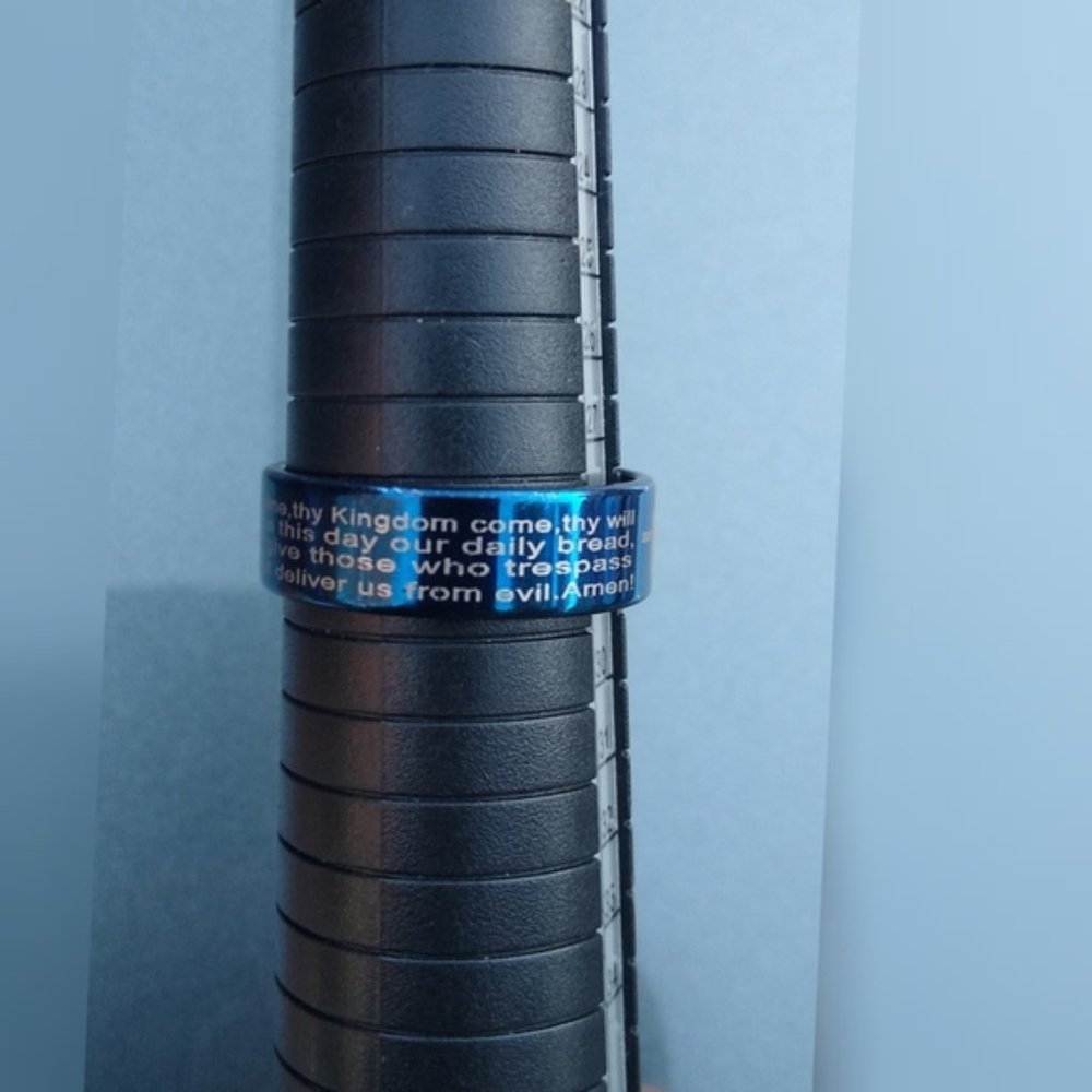 New Stainless steel blue Jesus ring size 13 - Picture 2 of 7